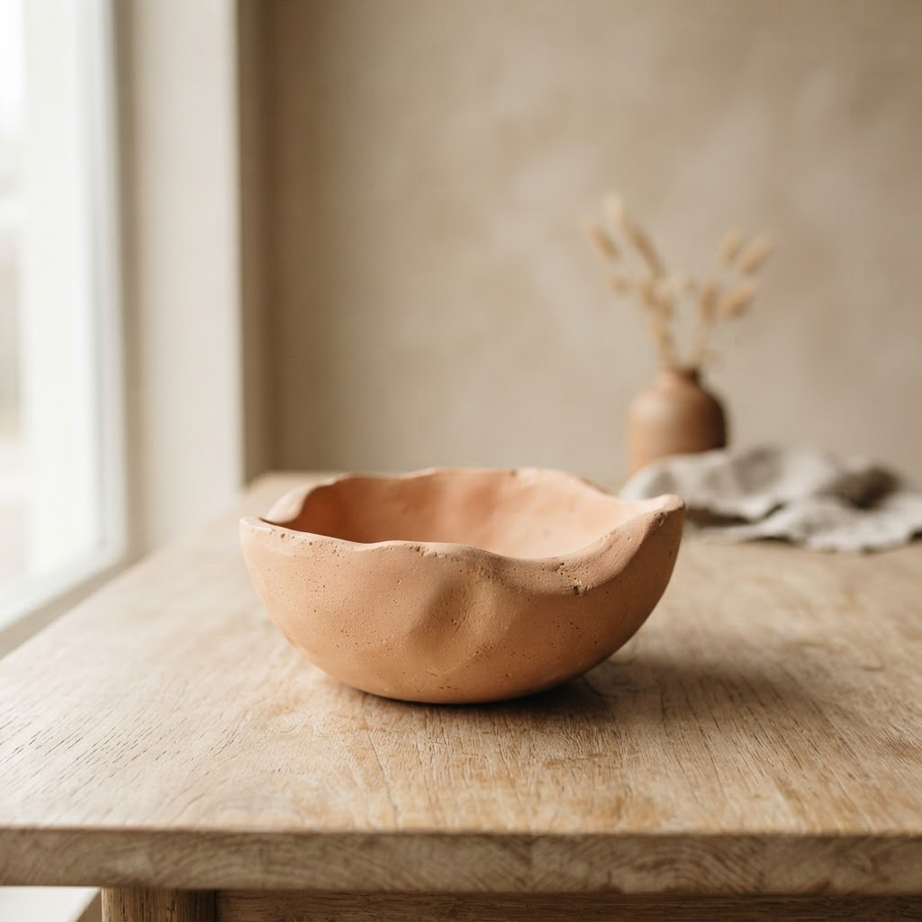 Bowl decorativo de cimento em tom areia
